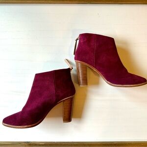 Ted Baker Burgundy Suede Heeled Ankle Boots